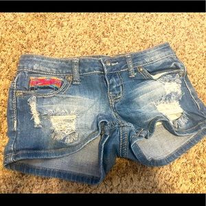 Distressed Aztec Jean Shorts